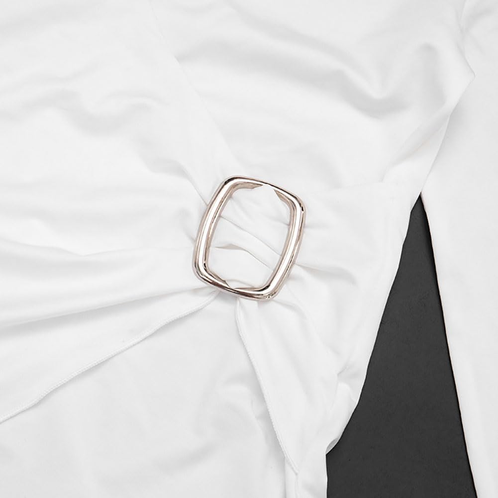 Long Sleeve Deep V Neck Halter Tank Crop Top for Women Asymmetrical Cutout Y2k Shirts Blouse with Waist Buckle - Image 3