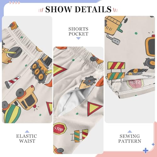 ZZXXB Cartoon Truck and Trailer Boys Long Pants Soft Trousers Elastic Waist Kids Lounge Bottoms with Pockets S-XL4