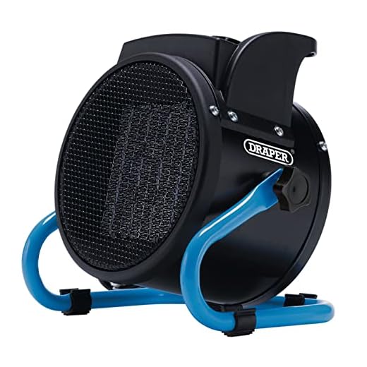 Draper 04565 PTC - Calentador de ventilador, 2kW, 2 ajustes de calor, azul y negro, calentador para hogar y oficina