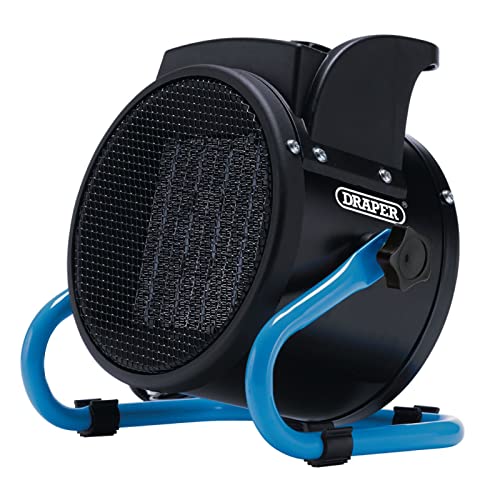 Draper 04565 PTC Fan Heater 2kW 2 Heat Settings Blue and Black Heater for Home and Office