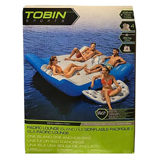 Tobin Sports Pacific Lounge Island, 4 Person Inflatable Raft with Cup Holders