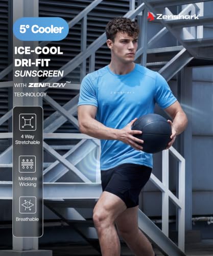 Image of ZENSHARK Gym T-Shirt for Men| Dry Fit Workout Sports T-Shirt | Quick Dry Breathable Polyester Fabric with Half Sleeve Round Neck | Running Gym Wear Active Wear for Training