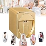 RESKIU Nail Art Printer, 3D Smart Automatic Nail Printer Machine, Portable Mobile Nail Art Printing Machine for Home Or Nail Salon with Metal Case for Nail Salon,Gold