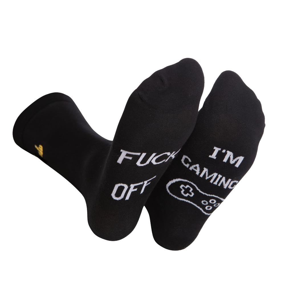 Rude Gifts for men - Premium Quality Novelty Socks - Unique Humorous Gifts for Birthday- Cunt Socks with Rude Slogans (Combed Cotton, I'm Gaming)