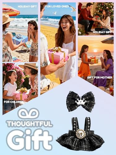 Image of Clothes for LABUBU 6.7inch (17cm) Doll, Cute Outfit Small Dress and Hairpin, Dress Up, Accessories (No Doll) (Black)