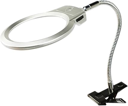 Magnifier Magnifier with LED Light Stand Magnifying Glass Metal Clip 360 Degree Rotation 2.5X 5X Magnifying Magnifying Glass Embroidery Carving Craft Repair Inspection Detailed Work DIY Design Maps