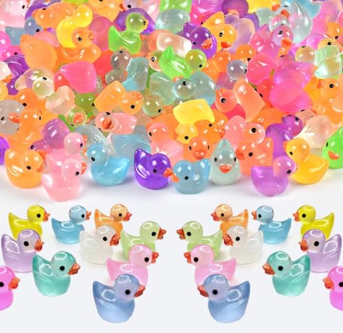 JETOP Mini Ducks 100 Pack Glow In The Dark Resin Tiny Ducks