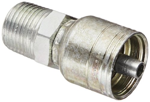 Image of Aeroquip 1AA6MP4 Carbon Steel Global TTC (Thru the Cover) Crimp Hose Fitting Male Pipe, Straight, 1 /4 inch Hose ID, 3 /8 inch - 18 Thread