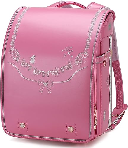 Baobab's wish Mochila Ransel Randoseru semiautomática, bolsa escolar japonesa para meninas e meninos PU bab-rdjn01, Rosa perolada, One Size, Clássico