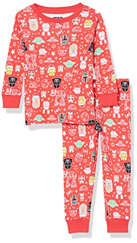 Amazon Essentials Disney | Marvel | Star Wars Toddler Boys' Snug-Fit Cotton Pajama Sleepwear Sets, Star Wars Holiday - Baby and Kids, 2T