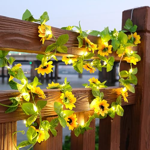 Guirlande lumineuse solaire tournesol 10m 100 LED extérieur étanche
