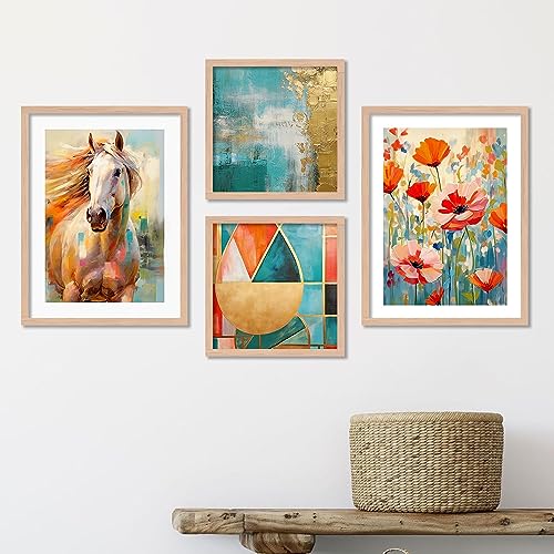 Image of kotart Aesthetic Wall Decor Paintings with Frame for Home Decoration - Painting for Living Room Bedroom Office - Framed Painting for Wall Decoration - Pack of 4 (Art 2, Big (13x17 or 13x13 inch))