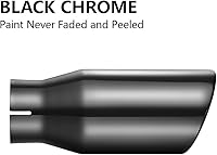 Vista 5 de A-KARCK Puntas de escape cromadas negras Entrada de 3", Entrada de 3" Salida de 5" Longitud de 12" Abrazadera universal que nunca se desvanece Punta