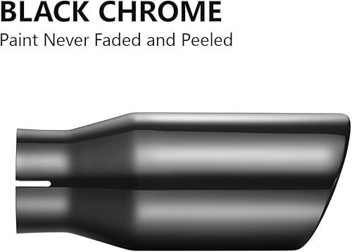 Miniatura 5 de A-KARCK Puntas de escape cromadas negras Entrada de 3", Entrada de 3" Salida de 5" Longitud de 12" Abrazadera universal que nunca se desvanece Punta