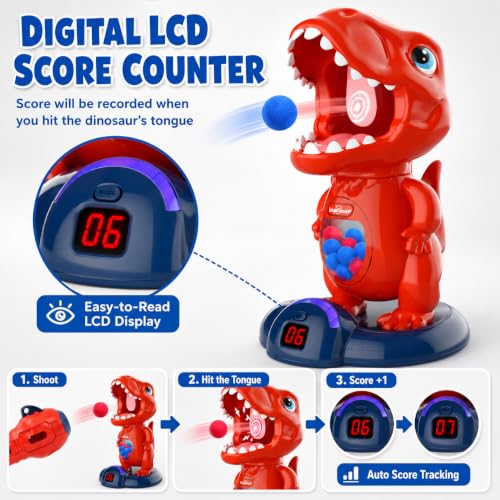 Image of EagleStone Movable Dinosaur Shooting Toy for Kids Games with 2 Air Pump Gun