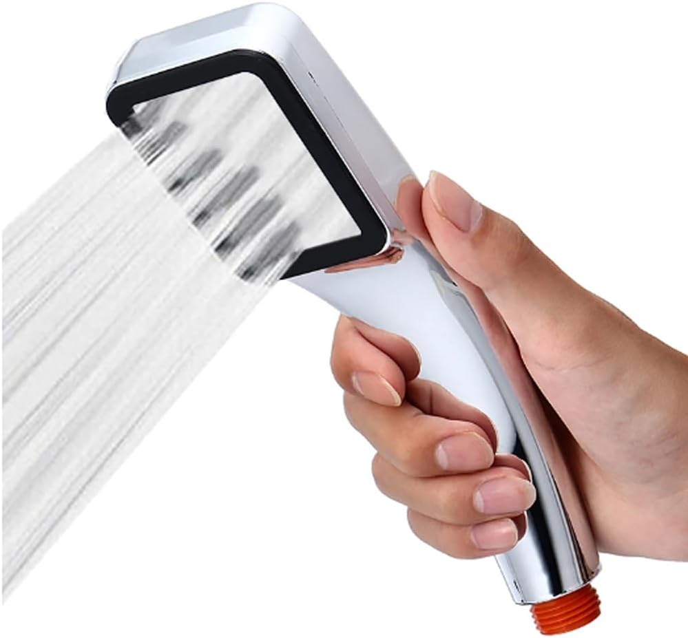 AMERTEER Handheld Shower Head,300 Holes Water-Saving Rainfall Flow with ABS Chrome, High-Pressure Stainless Steel Turbo Pressure Chrome-Plated Shower Head,Modern Square Design for Bathroom Accessories