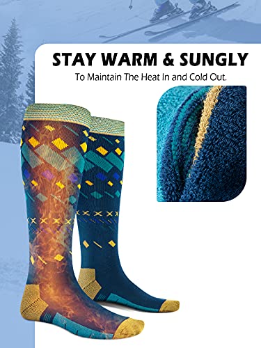 OutdoorMaster 2 Paar Unisex Skisocken für Damen & Herren, Winter Snowboarding Atmungsaktive thermische Socken für Outdoor-Sportarten mit Über die Wade Design/Anti-Rutsch-Bündchen – Bild 4