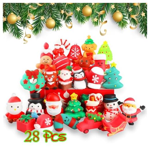 nobasco Squishies, 28 Pack Mochi Squishy Toys - Christmas Kawaii Cat Squishys Slow Rising Animals - Party Favors, Goodie Bag, Birthday Gifts, Mini Squishies Stress Reliever Toy Pack