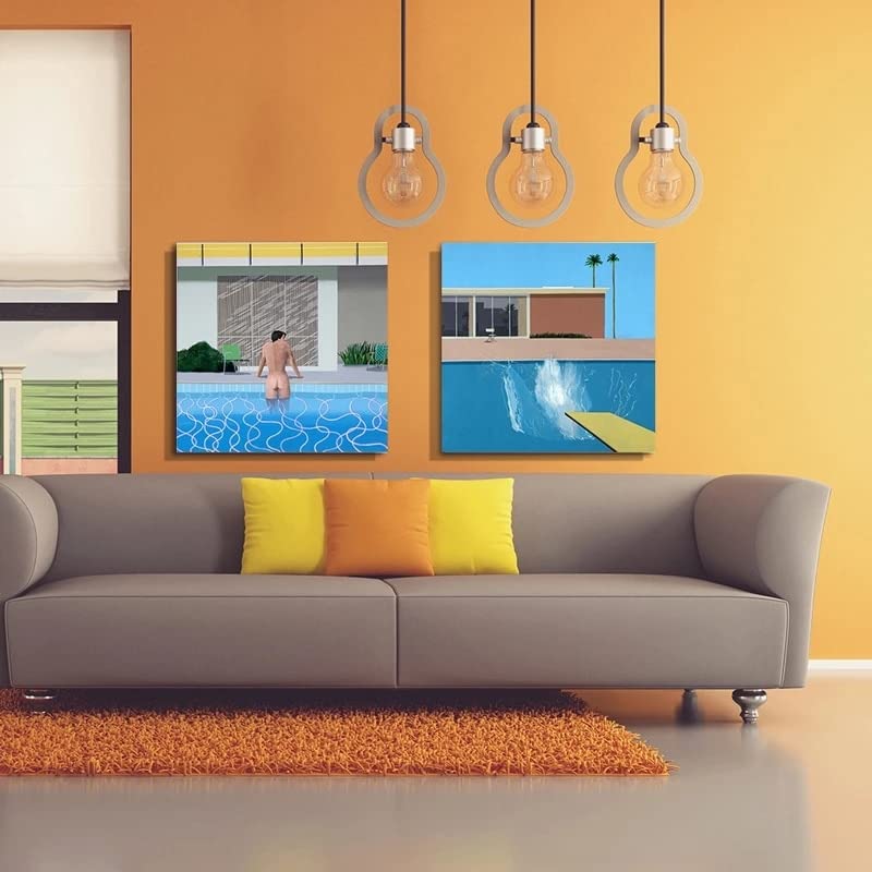 ZSJUMK David Hockney Toile Murale Imperméable, Résistante Aux Rayures, Résistante Aux UV, Décoration élégante Pour La Maison Et Le Bureau, Design Moderne Classique, Style Sans Cadre, 50 X 75 Cm