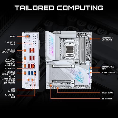 Image of GIGABYTE X870E AORUS PRO X3D ICE AMD AM5 LGA 1718 ATX Motherboard, Supports AMD Ryzen 9000 /8000 /7000 Series Processors, DDR5, 18+2+2 Power Phase, 4X M.2, PCIe 5.0, SWIFI, 5GbE, 5-Year Warranty