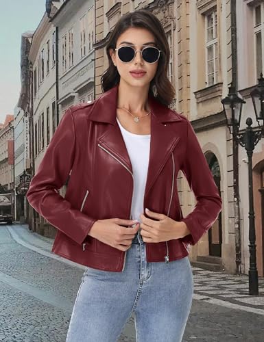 YUCOLEN Womens Faux Leather Jackets Zip Up Coats Fall Winter Fashion Outfits Outerwear Clothes4