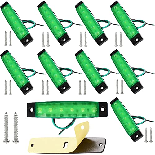 GALDOEP 10Pcs LED Luces de Posición Lateral ,Trasera Posición Lámparas Indicador 12V/24V Lámparas laterales led para camión remolque Lorry Cab Bus Barco Tractor autocaravana etc (verde) Cover