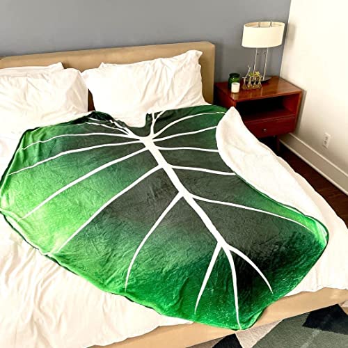 Large Green Leaf Blanket Plant Throw Blankets Soft Plush Flannel Cute Kids Leaves Bed Throw Blanket For Couch Bed Sofa Decorative Great Gifts For Plant Lovers #TOP1