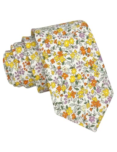 Image of Kebocis Mens Skinny Cotton Floral Tie for Men