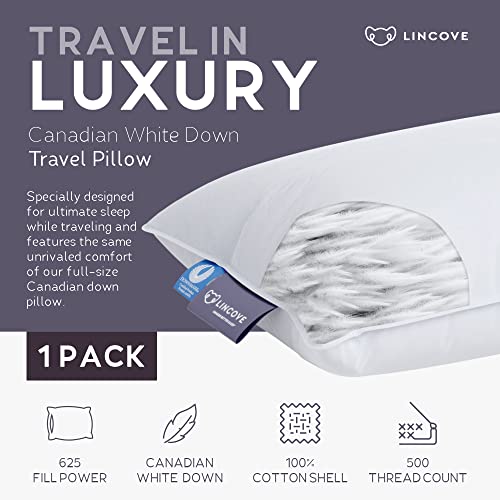 Lincove Canadian Down Feather Travel Pillow - Plush Luxury Pillows To Support Head, Neck, While Sleeping On Airplanes, Cars, Camping, Hotels & Home - Comfortable Vacation Sleeping Essential, 13"X18" #TOP2