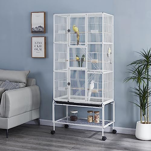 Panana Extra Large Cage for Rats Ferrets Chinchillas Guinea Pigs and Small Animals - 3 Tiers With Ladders on Wheels 175CM Height (White)
