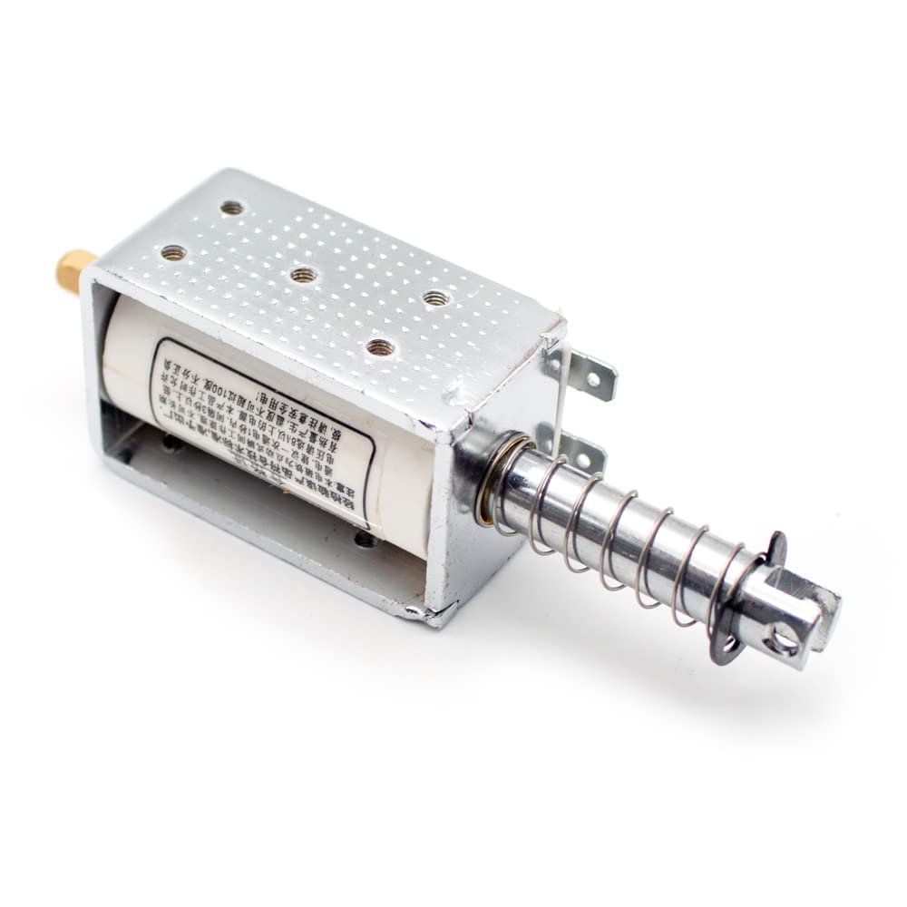 DC 12V 24V 60MM Langer Hub Elektromagnet, Schubkraft 15KG Push-Pull Elektromagnet Selbst-Rückstellung (DC 12V)