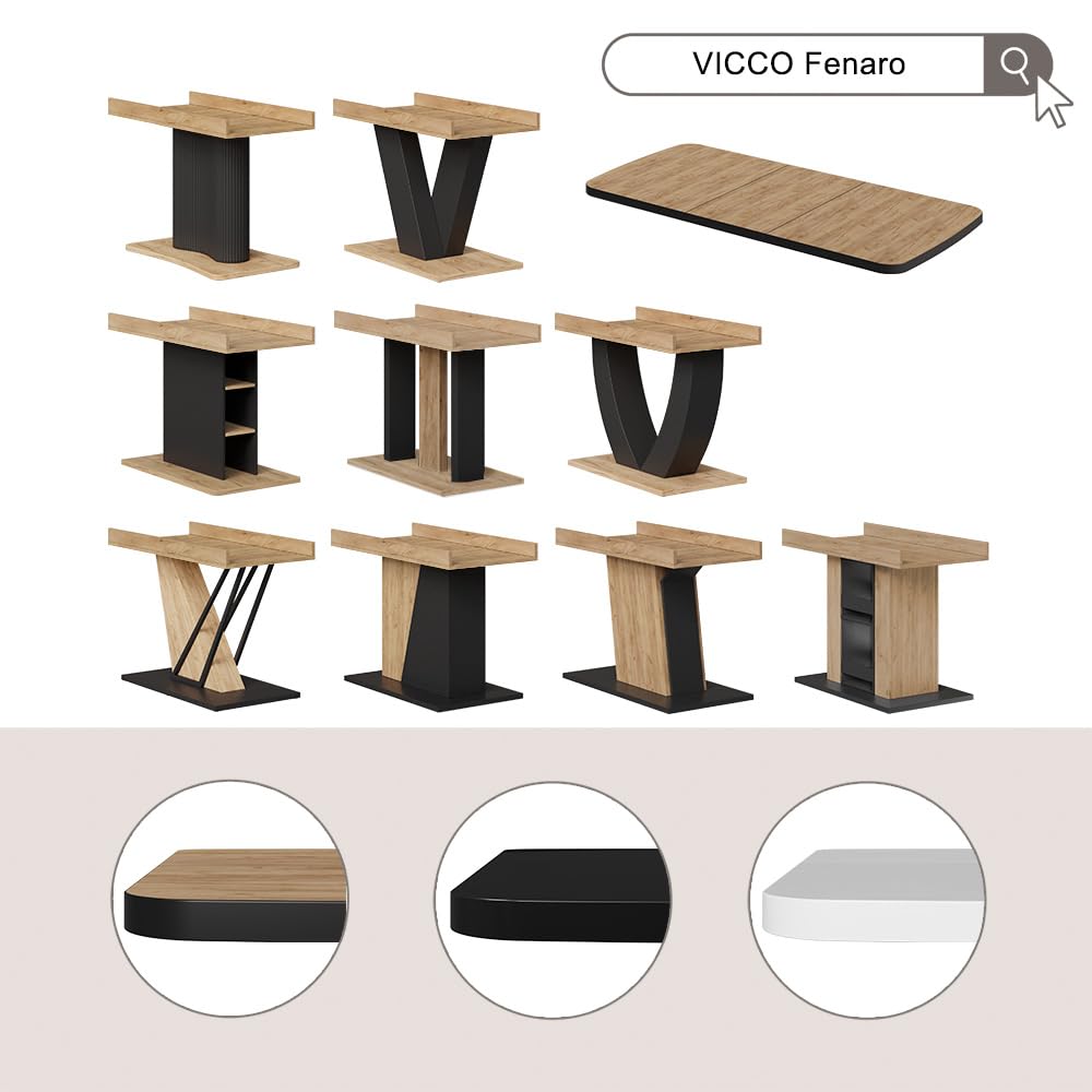 Vicco Table de Salle à Manger Fenaro, Chêne doré, 120-160 x 80 cm | extensible, extensible jusqu'à 160 cm avec rallonge intégrée