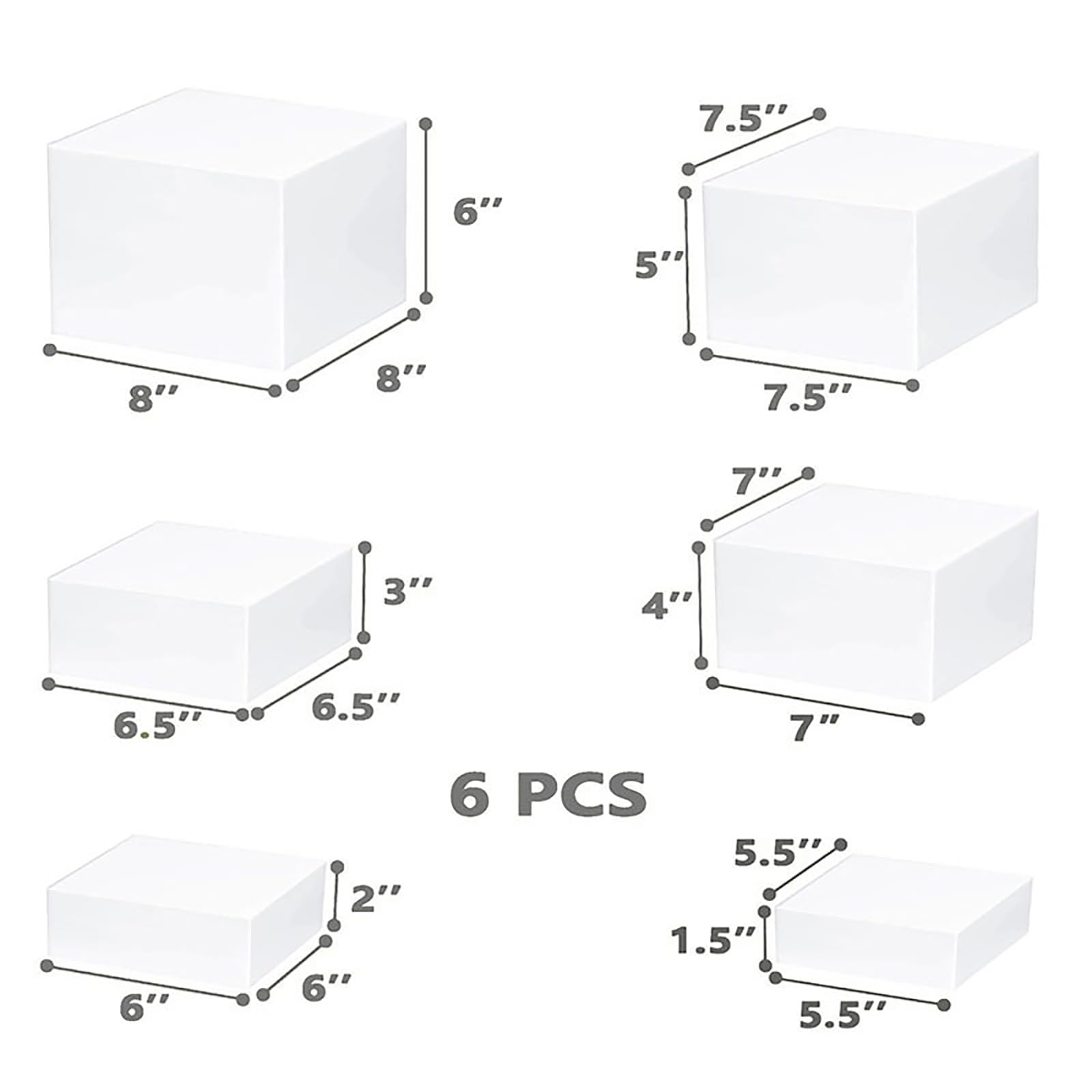 Set di vassoi da portata in acrilico bianco, espositore per buffet, decorazione per dessert, organizer per torte nuziali, per uso domestico commerciale, 6 pezzi