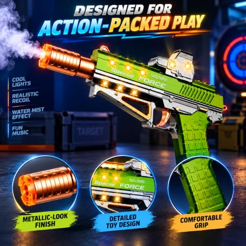 Image of Fog Gun for Kids Realistic Recoil & Cool Smoke Effect Heavy Plastic Material with Metallic Finish Sound & Lights with Water Filler Great Gift (Pack of 1 Gun) (Random Colour Dispatch)