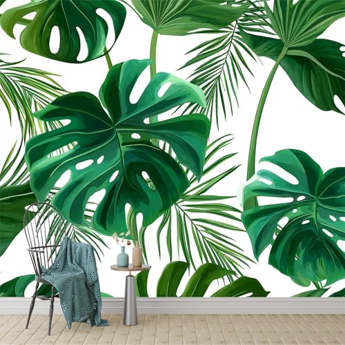 Fotomurales Planta Palmera Monstera Pared Mural Tropical Papel Verde Forrar Mueble Salon Cocina Armarios Dormitorio Impermeable 250 x 175 cm