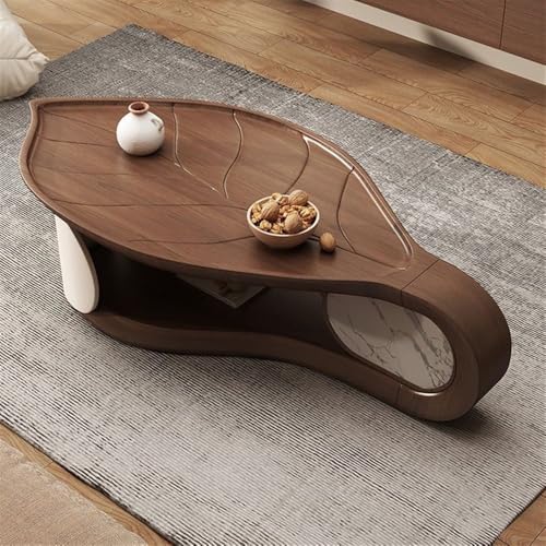 ZKALQECNF Beistelltische Blattförmiger, minimalistischer Couchtisch, modernes asymmetrisches Design aus Walnussholz for stilvolle Wohnzimmer Wohnzimmertisch – Bild 3
