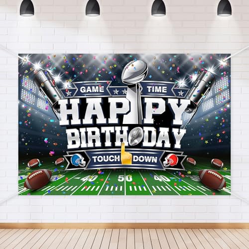 Football Happy Birthday Backdrop Banner American Football Victory Celebration Theme Background Decor for Fan Men Boys Girls Birthday Party Decorations Supplies 72x43in-BECKTEN