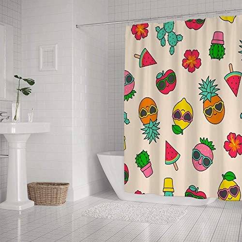 Rideau de douche cactus polyester coloré 182x182 cm avec 12 crochets - 3