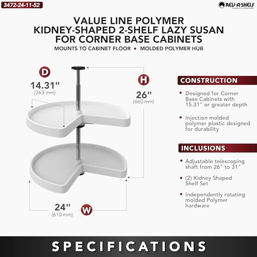 Image of Rev-A-Shelf 24 inch Kidney Shaped Dual Tier Lazy Susan for Corner Base Cabinets