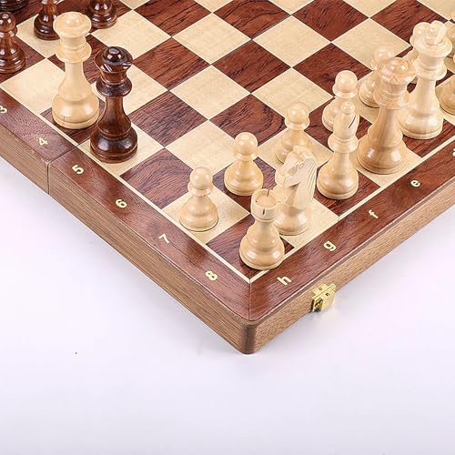15" Folding Wooden Chess Set with Storage Portable Board 2 Extra Queens by Strategyify - Used condition - Image 7