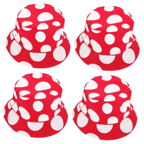 Chapeaux champignons confortables lot de 4 en polyester avec texture souple et légère de pêcheur
