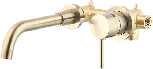 Leekayer Moderno baño montado en la pared grifo giratorio 360  grifo de bañera de una sola manija para pared 2 agujero montaje latón cepillado dorado