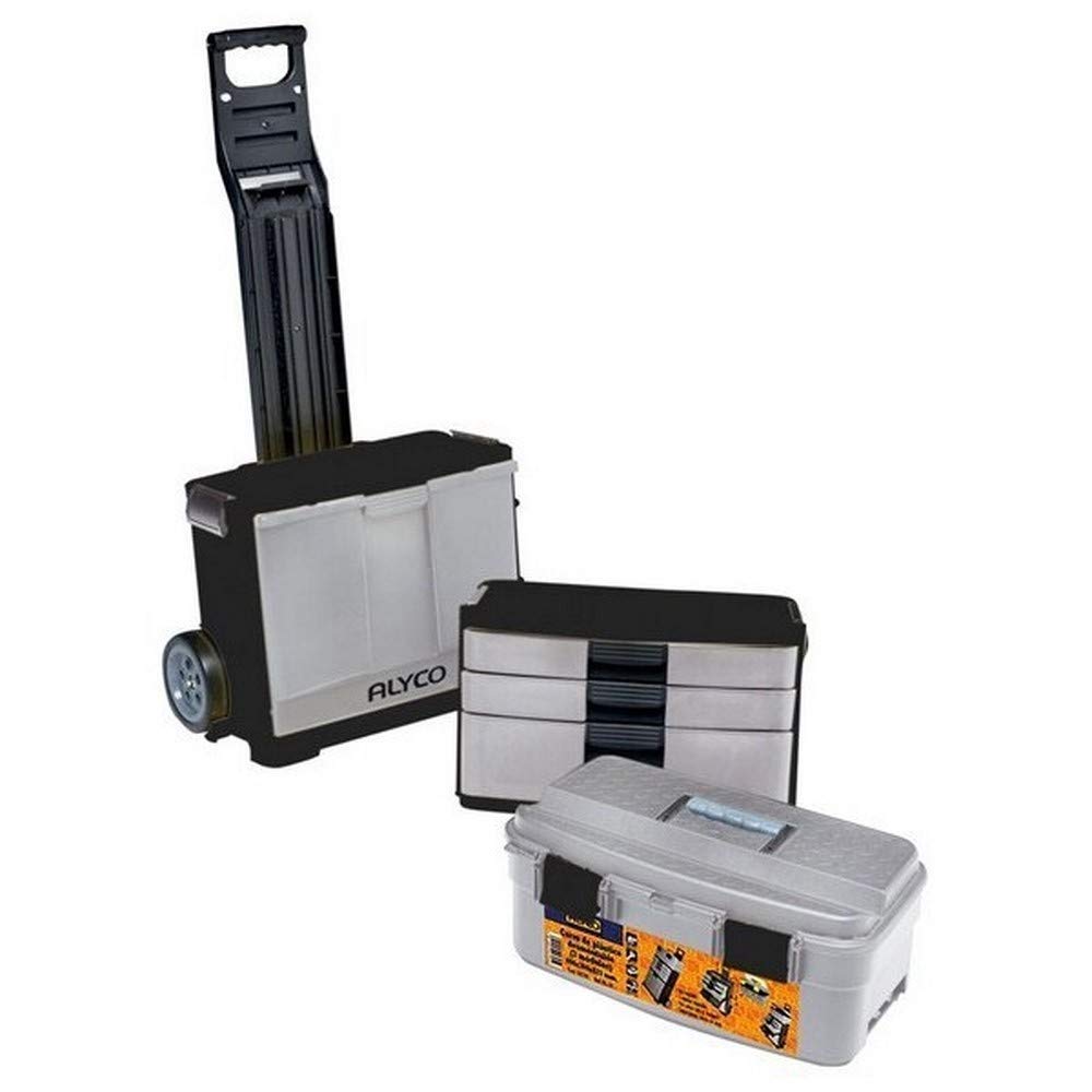 Alyco 192795 - Carro movil plastico con ruedas, asa telescopica y 3 modulos 490 x 300 x 824 mm