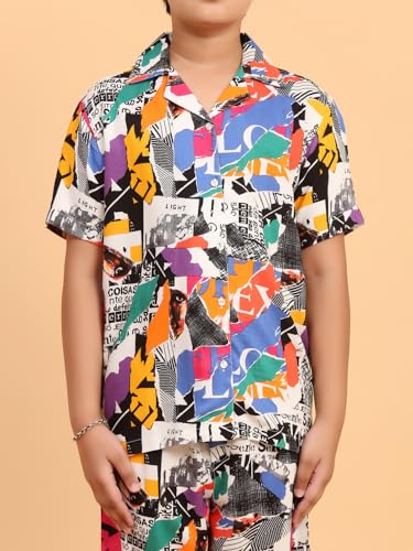 Image of Ninos Dreams Boys Cotton Rayon Halfsleeves Coord Set with Shirt & Shorts /Boys Vacation wear /boys co ord set /Boys Tropical print Shirt & Shorts set /Boys Clothing Set