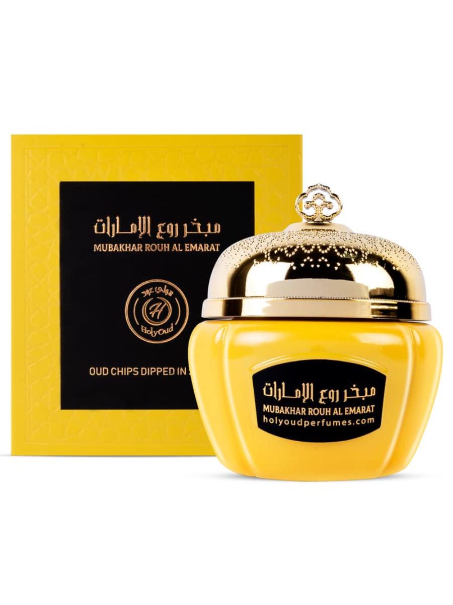 HolyOud PERFUMES INCENSE Holy Oud Mubakhar Rouh Al Emarat Premium Arabic Bukhoor Chips Dipped In Scents 30GM