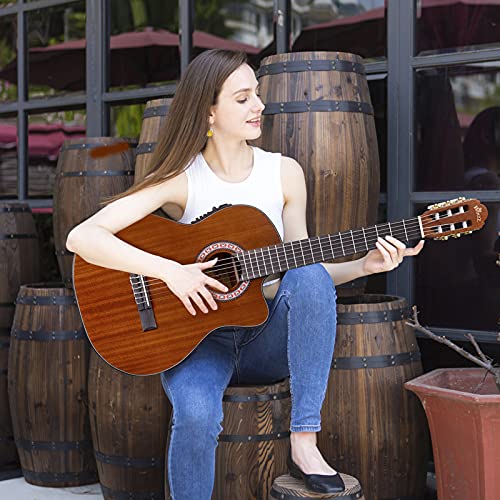 Winzz Full Size Electro Klassieke Gitaar Stings Nylon met Ingebouwde 4 Band EQ (Equalizer), 39 Inch Cutaway Gitaar Kit met tas, Tuner, Kabel, Sleutel en Polijstdoek - Image 3