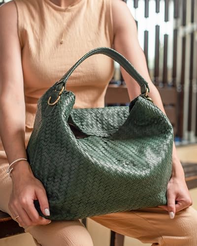 Image of Jild Hobo Style Woven Bag for Women - Soft Handmade Genuine Leather Work Tote Bag - Cross Body Womens Purse