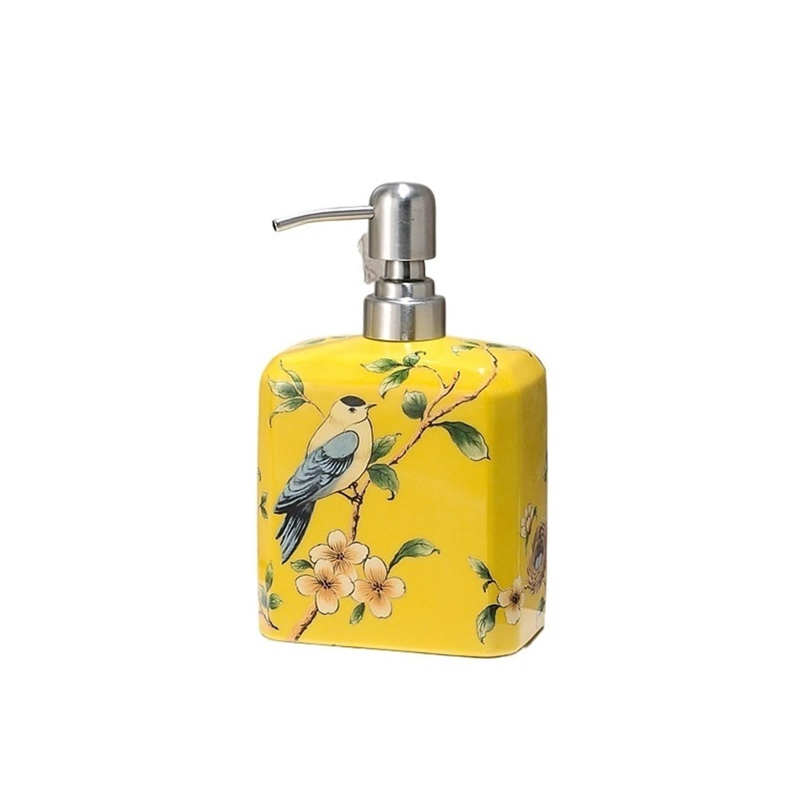 ZTHYSHOZ Soap Dispenser Large-capacity Ceramic Soap Dispenser With Pump, Bathroom Press-type Hand And Shower Gel Empty Bottle(Yellow)