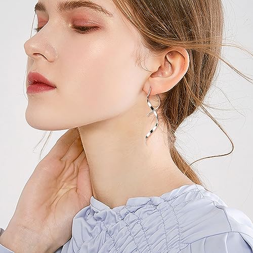 LOLIAS Threader Earrings for Women Gold Silver Plated Dangle Thread Earrings Dainty Spiral Twisted Wave Ball Tassel Chain Earrings Long Surgical Steel Pull Through Earrings for Women Lightweight4