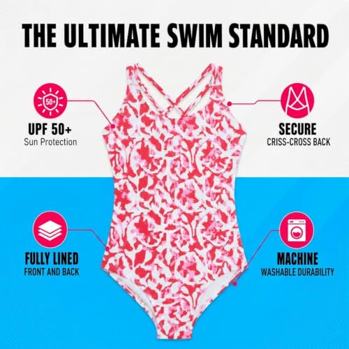 Image of Kanu Surf Girls' Reese UPF 50 Beach Sport Criss-Cross One Piece Swimsuit